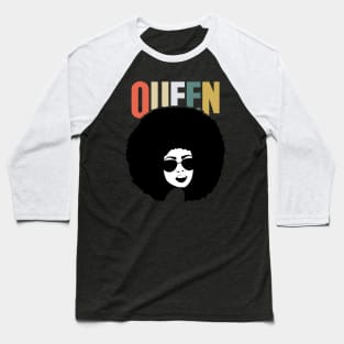 Strong Black Woman Afro Words Art Natural Hair Baseball T-Shirt